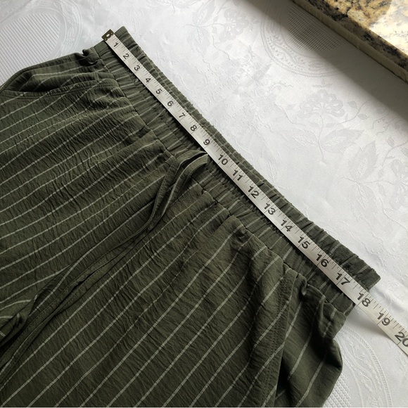 NYCC Olive Green/Cream Striped Bohemian Style Casual Pants Women’s Size L Elasti - Picture 8 of 16